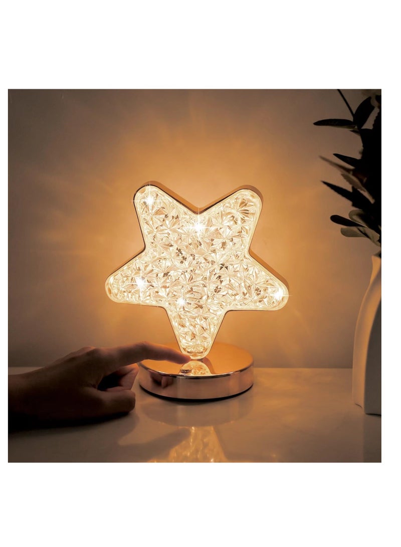 Excefore Star Lamp, Cute Night Light for Kids, Acrylic Desktop Crystal Lamp, Cordless Rechargeable Stepless Dimmable Touch Lamp, with 3 Colors Modes, for Living Room, Bedroom, Home Decorations - Image 1