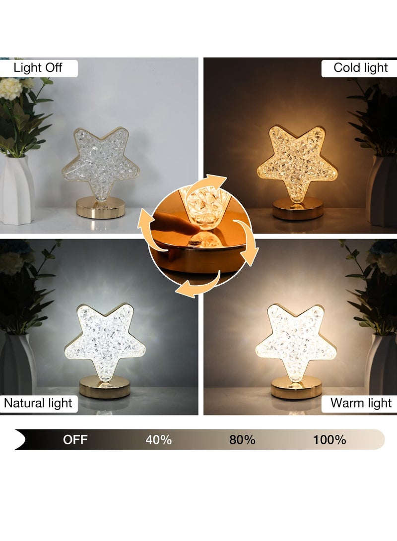 Excefore Star Lamp, Cute Night Light for Kids, Acrylic Desktop Crystal Lamp, Cordless Rechargeable Stepless Dimmable Touch Lamp, with 3 Colors Modes, for Living Room, Bedroom, Home Decorations - Image 3