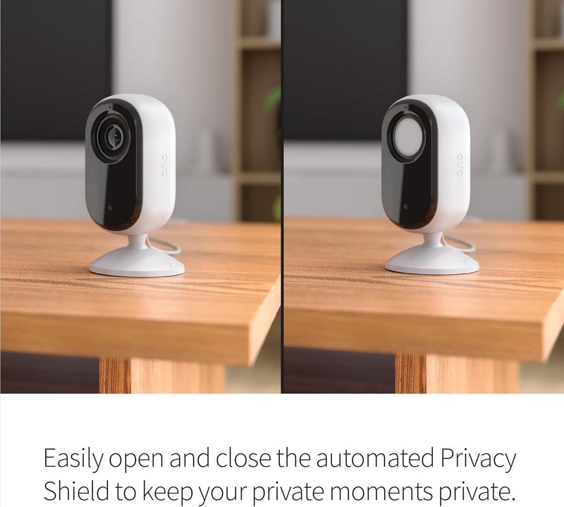 Arlo Essential Security Camera HD | Indoor Only | 2nd Gen | Pet Camera & Baby Monitor | Wired, Automated Privacy Shield, 2-Way Audio, Night Vision, Live Stream, Motion Alerts,Notifications|White 1 Cam - Image 3