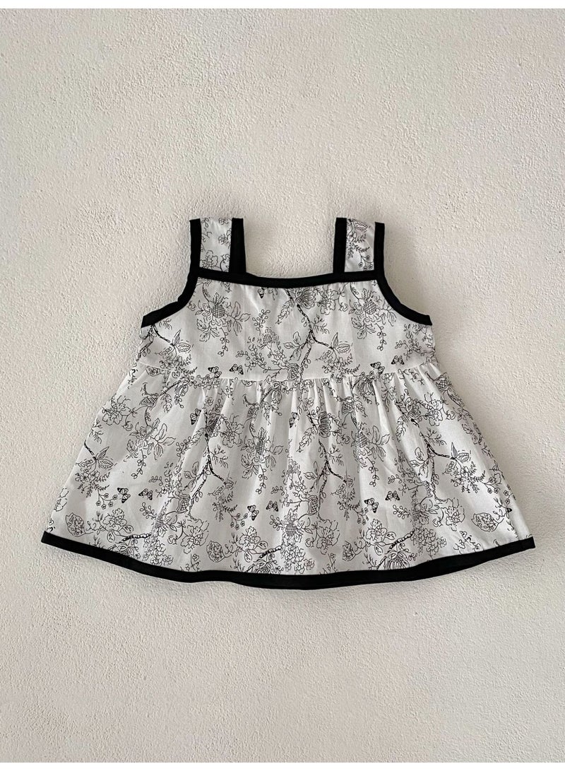 Bafanou Bafanou Sling Sleeveless Newborn Printed Flower Cotton Top Infant Solid Color Pants Baby Girl Clothes Sets  - Image 5