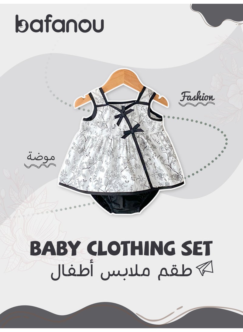 Bafanou Bafanou Sling Sleeveless Newborn Printed Flower Cotton Top Infant Solid Color Pants Baby Girl Clothes Sets  - Image 1
