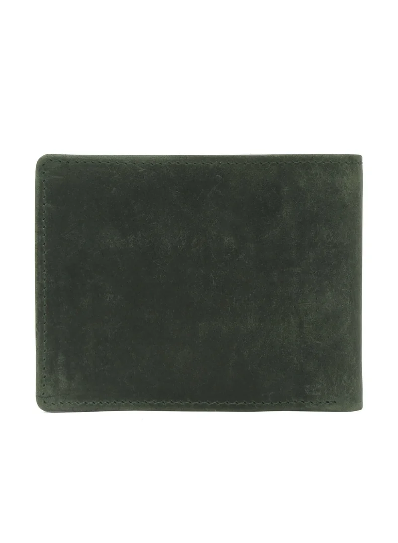 Teakwood  Teakwood Men's Genuine Leather Wallet | 5 Card Slots | 2 Cash Compartments | 2 ID Windows | Button Coin Pocket | 4 Slip Pockets | Olive for Men | Best Price UAE