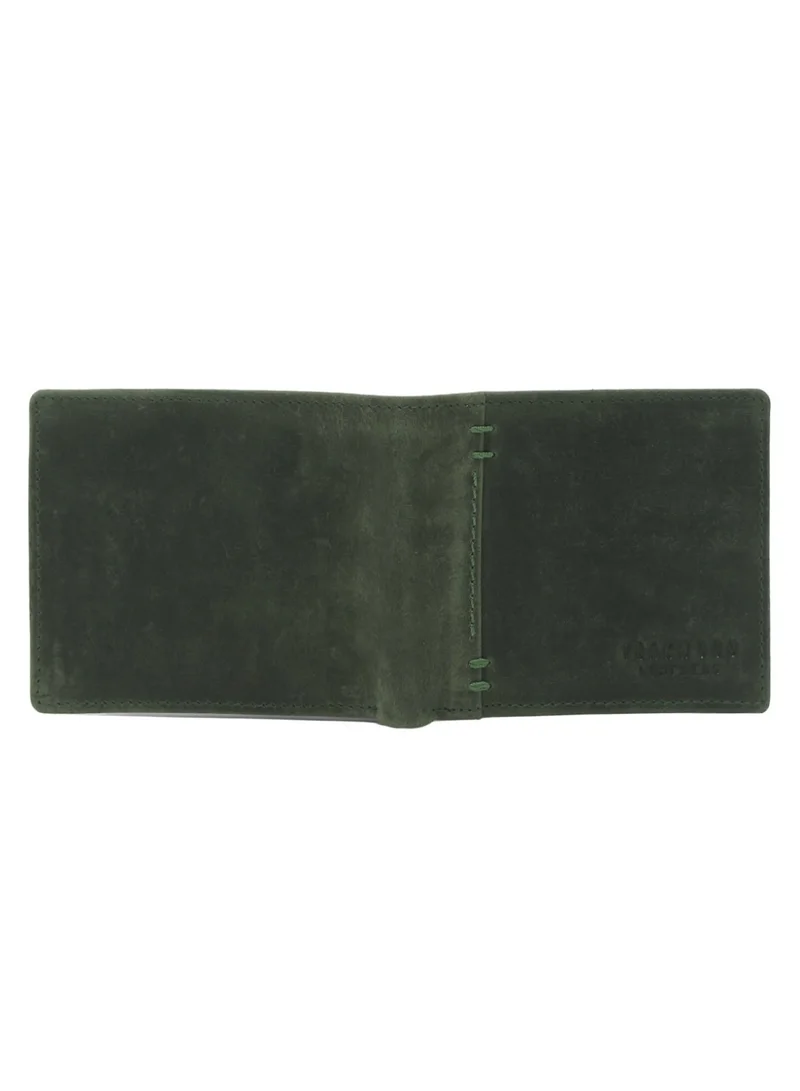 Teakwood  Teakwood Men's Genuine Leather Wallet | 5 Card Slots | 2 Cash Compartments | 2 ID Windows | Button Coin Pocket | 4 Slip Pockets | Olive for Men | Best Price UAE