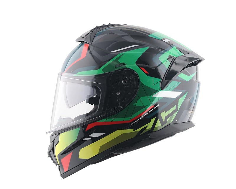 Vega Zap Volt D/V Full Face Motorcycle Helmet with Dual Visor, Shock Absorbing Liner, Comfortable Interior, Lightweight Shell, Aerodynamic Design, and Trendy Black Red Finish Black Red-M - Image 1