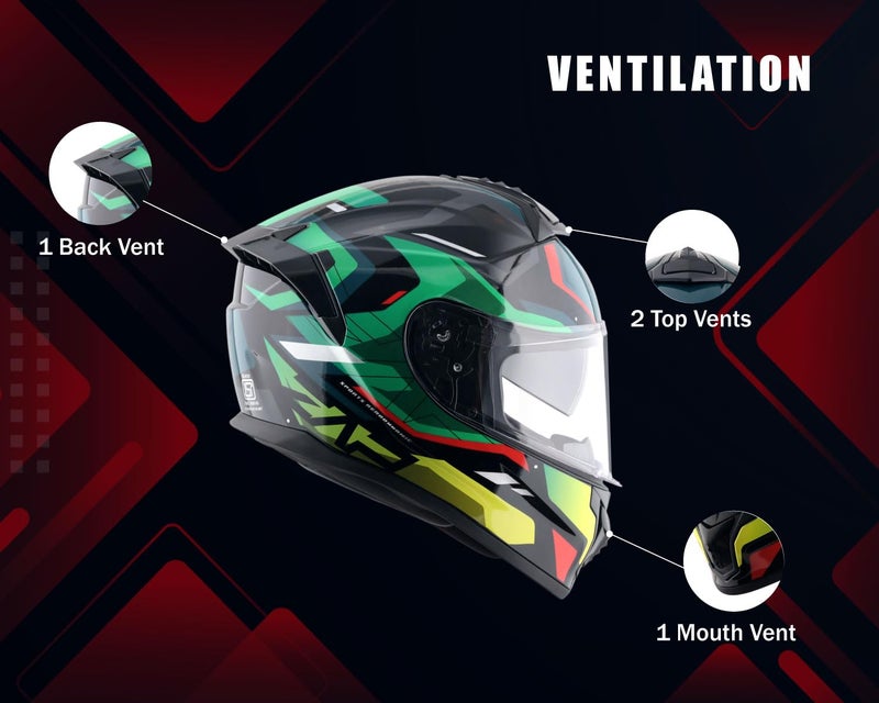 Vega Zap Volt D/V Full Face Motorcycle Helmet with Dual Visor, Shock Absorbing Liner, Comfortable Interior, Lightweight Shell, Aerodynamic Design, and Trendy Black Red Finish Black Red-M - Image 5