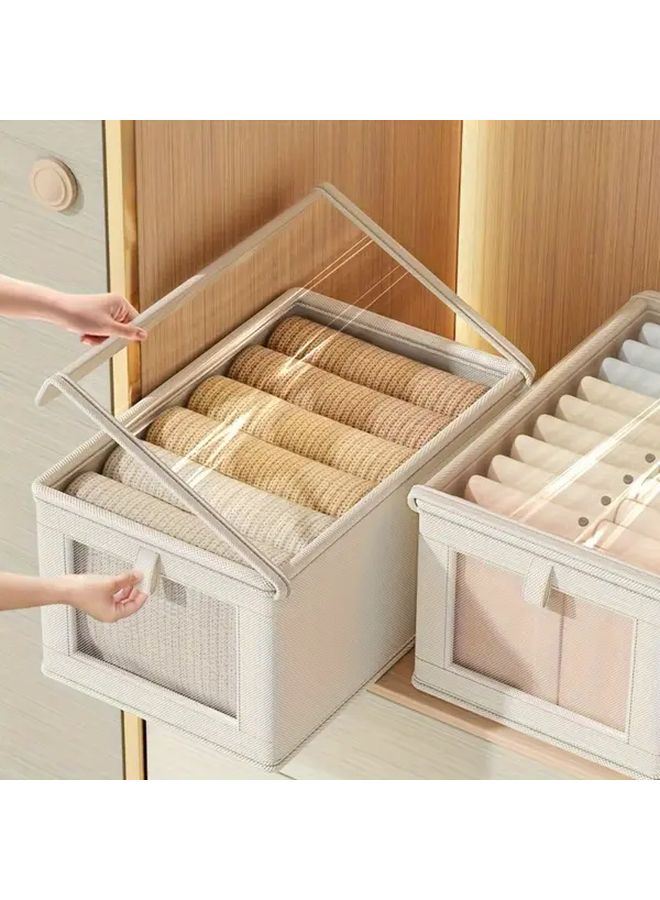 Collapsible White Storage Box With Clear Window For Clothes Home Organization Includes Practical Hooks - Image 2