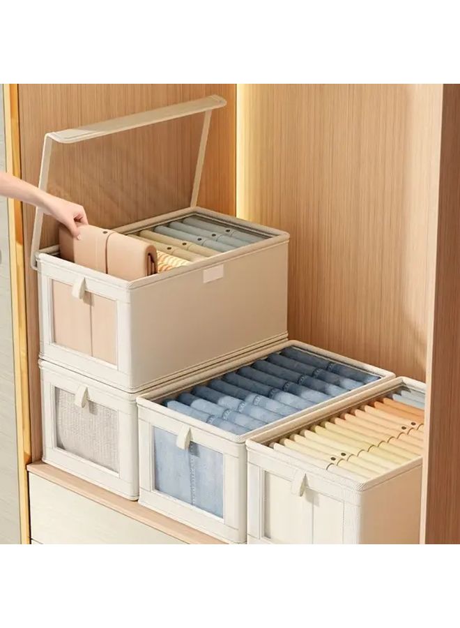 Collapsible White Storage Box With Clear Window For Clothes Home Organization Includes Practical Hooks - Image 1