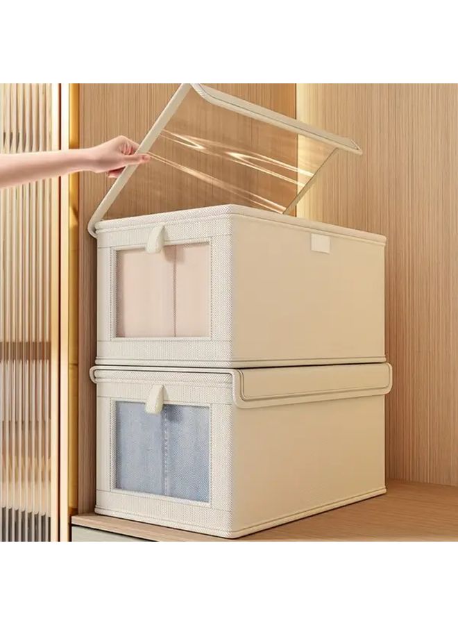 Collapsible White Storage Box With Clear Window For Clothes Home Organization Includes Practical Hooks - Image 4