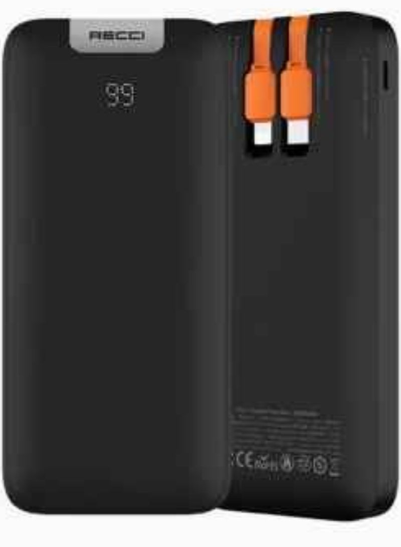 Recci كابل شحن مزدوج ذكي بنك طاقة محمول شادو 10000mAh - Image 1