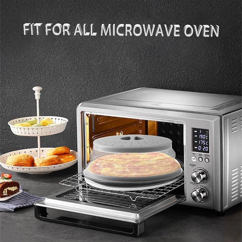 GLICPIX Microwave Splatter Cover Collapsible Microwave Cover for Food, Easy Grip Fruit Drainer BPA-Free Dishwasher Safe 10.5 inch,Grey - Image 2