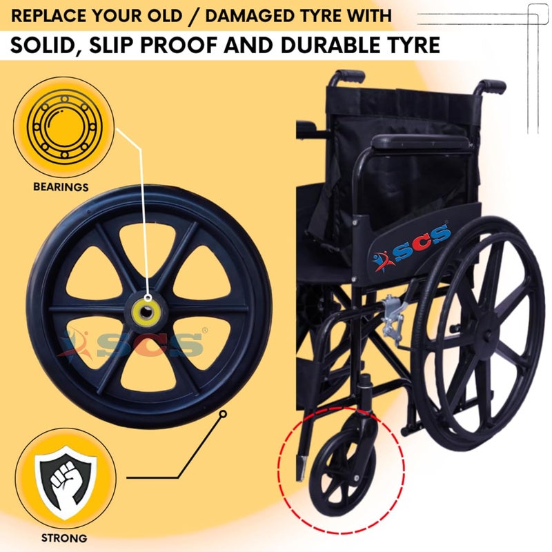 SCS Wheelchair Front Wheel Tyre Castor 7 inches with Bearing (Pack of 2) - Image 5