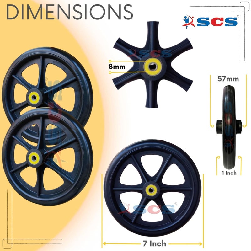 SCS Wheelchair Front Wheel Tyre Castor 7 inches with Bearing (Pack of 2) - Image 2