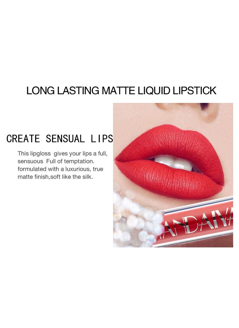 Handaiyan Lipstick Matte Liquid Lipsticks Makeup For Women Velvet Long Lasting Waterproof Highly Pigmented Colour Quick-Drying, Smudge-Proof, Nourishes, Conditions,Ultra Soft Moisturizes  - Image 3