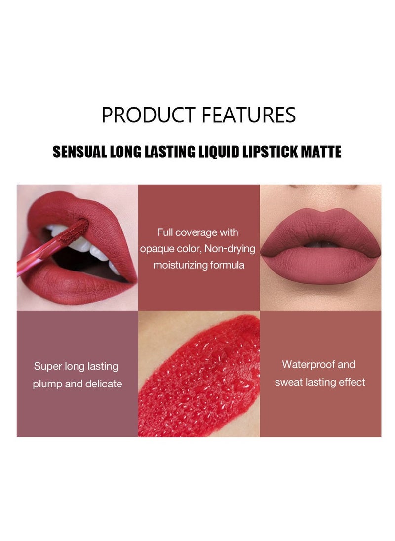 Handaiyan Lipstick Matte Liquid Lipsticks Makeup For Women Velvet Long Lasting Waterproof Highly Pigmented Colour Quick-Drying, Smudge-Proof, Nourishes, Conditions,Ultra Soft Moisturizes  - Image 2