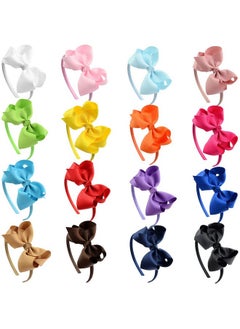 DED DED 16 Pack Hair Bows Plastic Hair Headband Grosgrain Ribbon Headbands Hair Hoops Hair Accessories for Baby Girls Kid  - Image 1