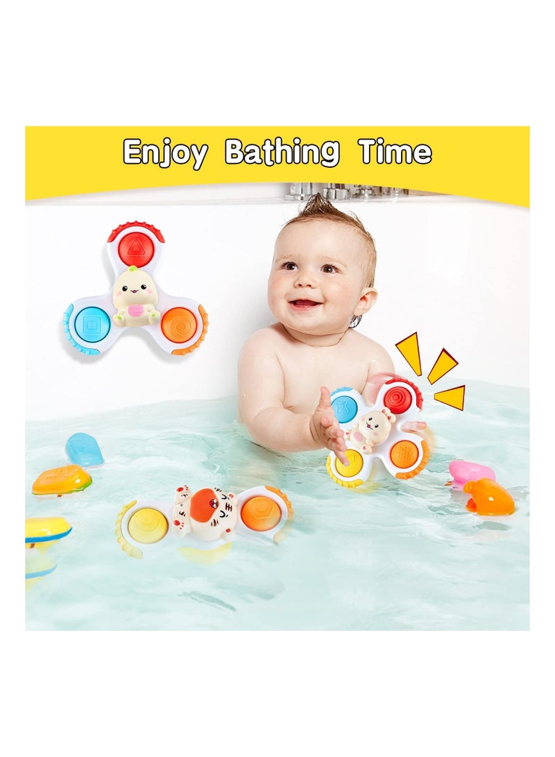 KASTWAVE 3PCS Suction Cup Pop-Up Fidget Spinner Toys for 1 2 3 Years Old, Sensory Toys for Toddlers, Early Education Toys, Birthday Gifts for Baby Boys Girls(Animal Style) - Image 2