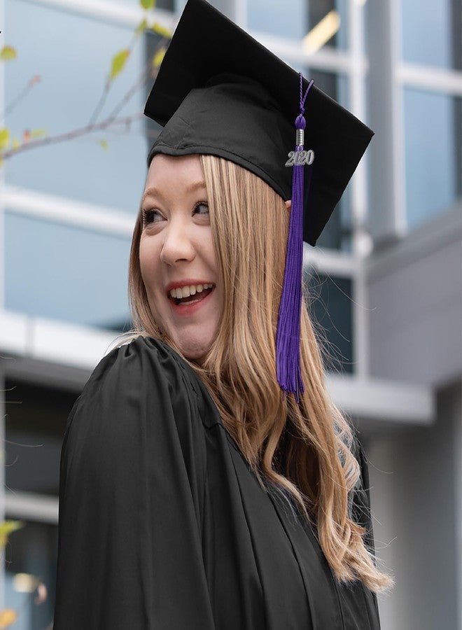 Endea Graduation شرابة تخرج بلون واحد من إنديا مع قطرة فضية على شكل تاريخ (بنفسجي، 2020) - Image 5