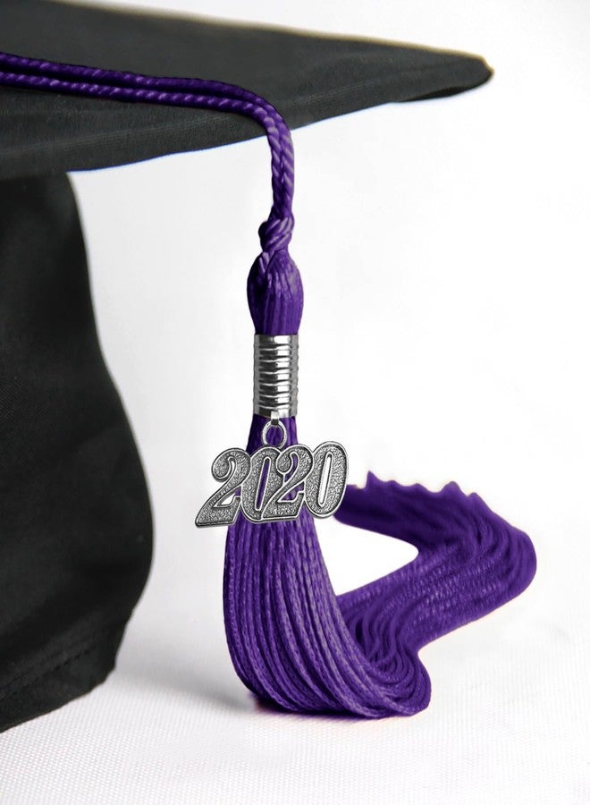 Endea Graduation شرابة تخرج بلون واحد من إنديا مع قطرة فضية على شكل تاريخ (بنفسجي، 2020) - Image 4