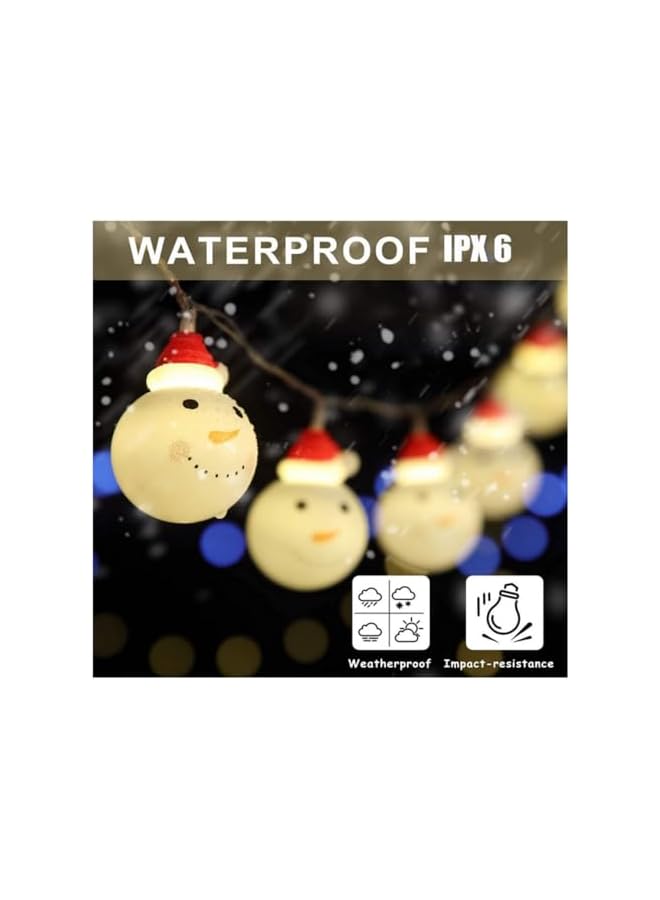 The Bros 10ft 20 LEDs Waterproof Battery Operated LED Christmas String Lights for Xmas Tree Indoor Outdoor Holiday Decorations, Christmas Ornaments Décor (Snowman) - Image 4