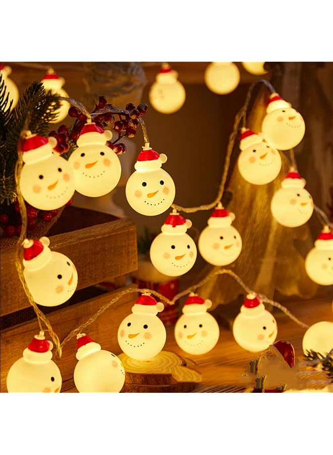 The Bros 10ft 20 LEDs Waterproof Battery Operated LED Christmas String Lights for Xmas Tree Indoor Outdoor Holiday Decorations, Christmas Ornaments Décor (Snowman) - Image 1