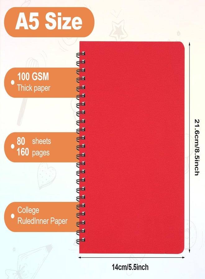 Erinnmy 6Pack Hardcover Spiral Notebook,A5 Spiral Notebooks College Ruled,5.5x8.5 Inches,Spiral Journal Notebook for Work Study,80 Sheets 160 Pages 6 Colors - Image 2