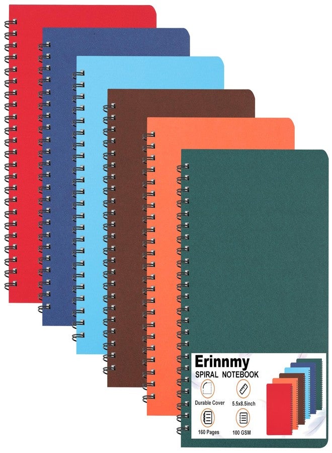 Erinnmy 6Pack Hardcover Spiral Notebook,A5 Spiral Notebooks College Ruled,5.5x8.5 Inches,Spiral Journal Notebook for Work Study,80 Sheets 160 Pages 6 Colors - Image 1
