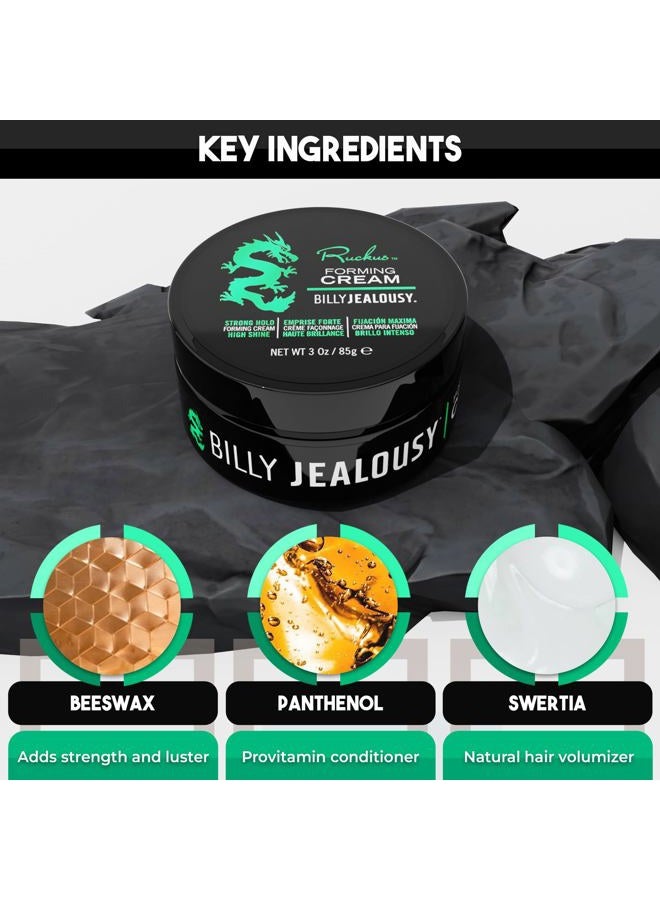 Billy Jealousy Ruckus Hair Forming Cream, Men's Styling Hair Cream For Strong Hold and High Shine, 3 Oz. - Image 3