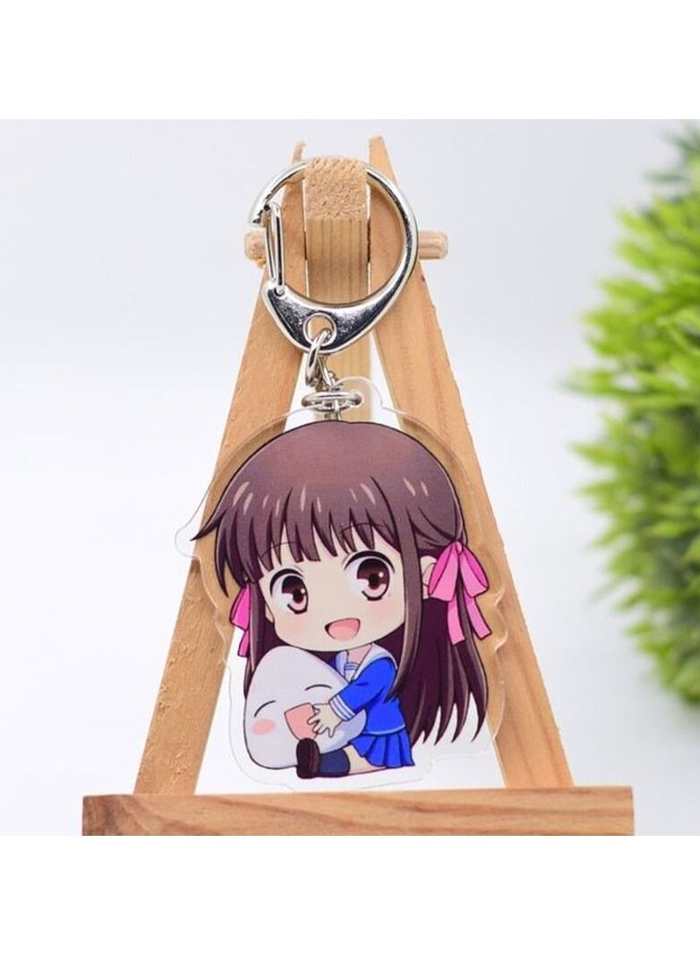 الفواكه سلة سلسلة المفاتيح لطيف مزدوج الوجهين سلسلة المفاتيح قلادة الاكريليك أنيمي الملحقات الكرتون حلقة المفاتيح