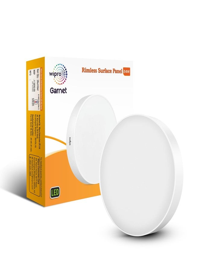 wipro Polycarbonate Garnet 24W Rimless Round Led Surface Panel | Warm White Light (2700K) | Elegant Rimless Design for Wider Spread of Light | Surface Mounted Led Down Light for Ceiling | Pack of 4 - Image 2