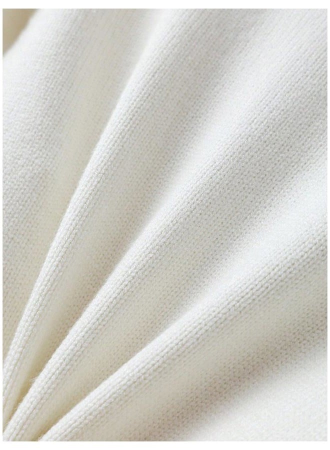 Verdusa Women's Old Money Belted Cardigan Long Sleeve Wrap V Neck Asymmetrical Sweaters, White, L - Image 5