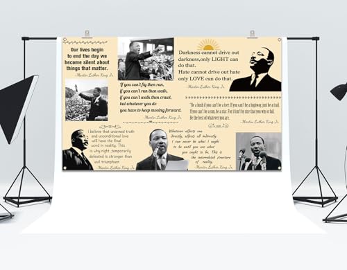 Buxiuer Martin Luther King Jr. Day Photo Booth Backdrop for Bulletin Board Decorations History Famous Quote MLK Day Decor Inspiration School Classroom Wall Decor (5.9×3.6ft) - Image 2