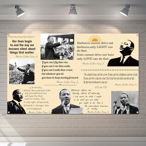 Buxiuer Martin Luther King Jr. Day Photo Booth Backdrop for Bulletin Board Decorations History Famous Quote MLK Day Decor Inspiration School Classroom Wall Decor (5.9×3.6ft) - Image 1