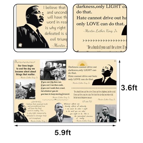 Buxiuer Martin Luther King Jr. Day Photo Booth Backdrop for Bulletin Board Decorations History Famous Quote MLK Day Decor Inspiration School Classroom Wall Decor (5.9×3.6ft) - Image 3