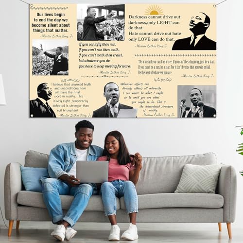 Buxiuer Martin Luther King Jr. Day Photo Booth Backdrop for Bulletin Board Decorations History Famous Quote MLK Day Decor Inspiration School Classroom Wall Decor (5.9×3.6ft) - Image 4