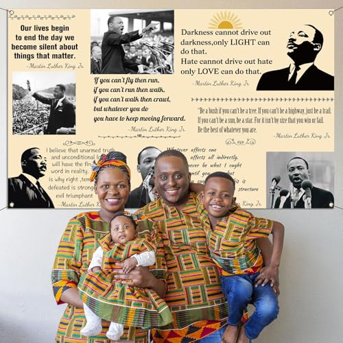 Buxiuer Martin Luther King Jr. Day Photo Booth Backdrop for Bulletin Board Decorations History Famous Quote MLK Day Decor Inspiration School Classroom Wall Decor (5.9×3.6ft) - Image 5