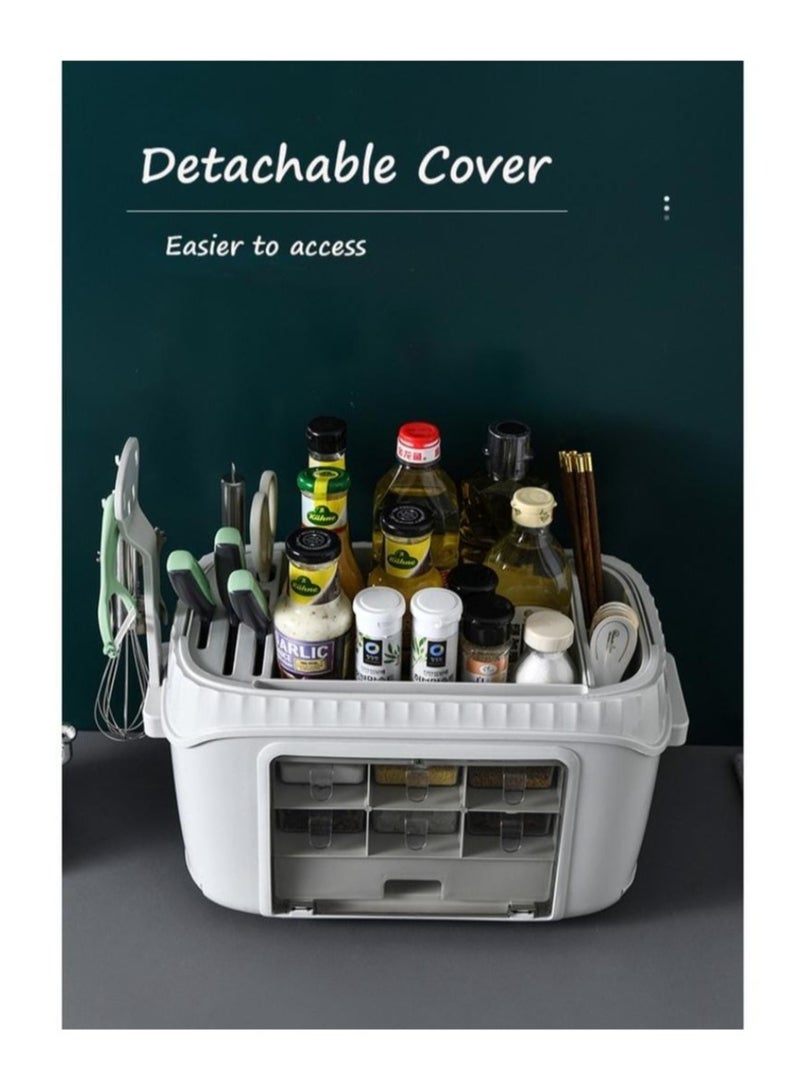 DARIYAH Household Box Multifunctional Rack Knife Holder Pot Cover Seasoning Storage Box XQ-018 - Image 5