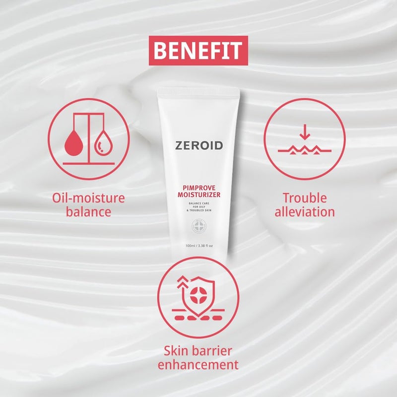 ZEROID | Pimprove Moisturizer Cream | Hyaluronic Acid Moisturizer Face Cream | Korean Face Lotion for Women and Men | Korean Skin Care | Skin Barrier Moisturizing Facial Care | 3.38 fl oz (100ml) - Image 3
