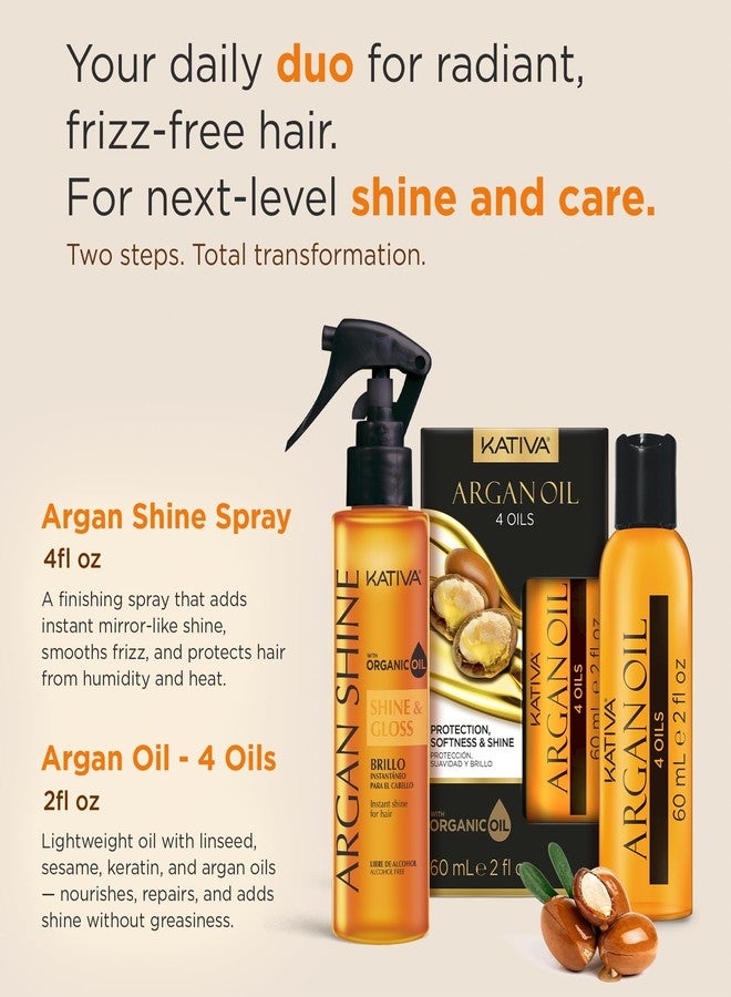 Kativa Bundle Argan Shine Hair Treatment 4 oz + Argan Oil 2 oz (2 Pack) - Organic Argan Oil for Intense Shine, Smoothness & Hair Protection - Image 4