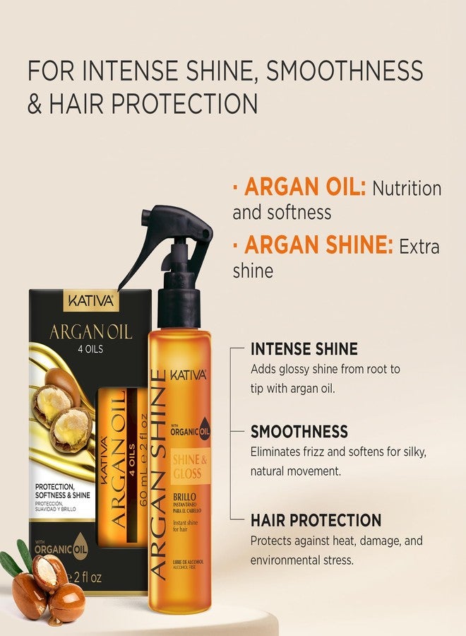 Kativa Bundle Argan Shine Hair Treatment 4 oz + Argan Oil 2 oz (2 Pack) - Organic Argan Oil for Intense Shine, Smoothness & Hair Protection - Image 2