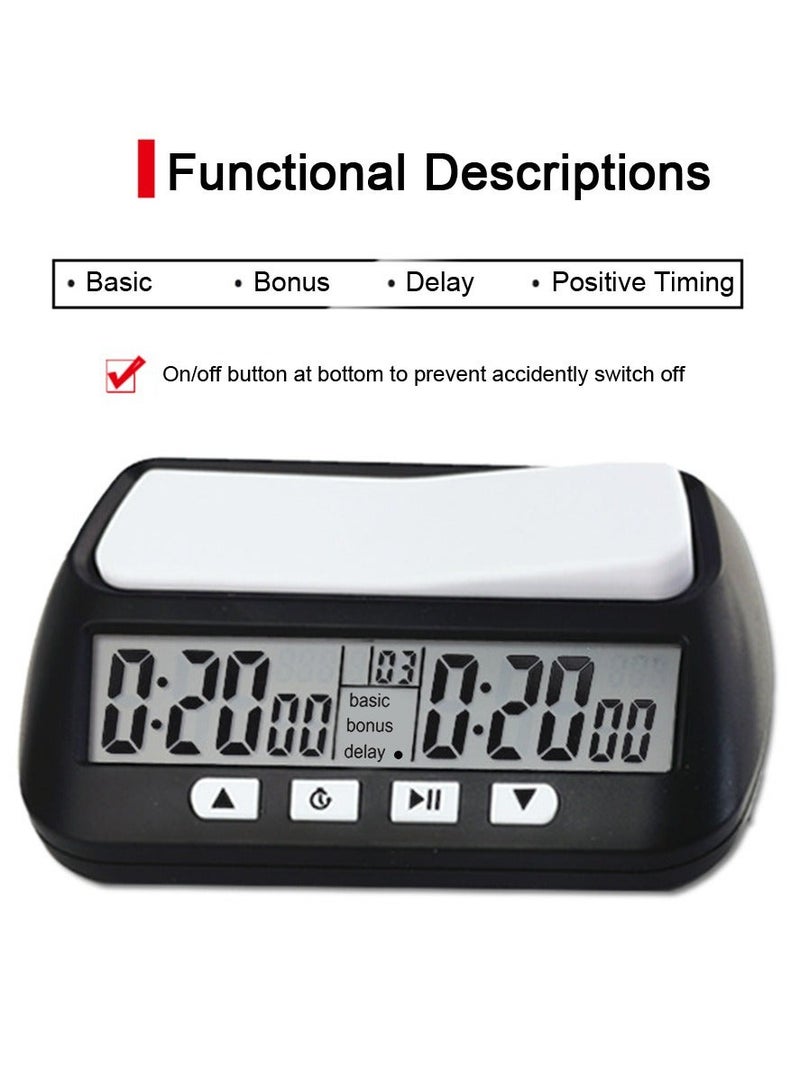 Professional Digital Chess Clock Timer With Bonus Delay Count Down Up Function for Board Games - Image 4