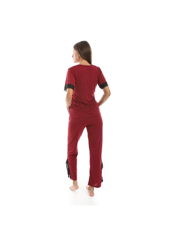 سيزار بيجامة حريمي قطعتين مزودة بحزام علي الخصر - Image 4