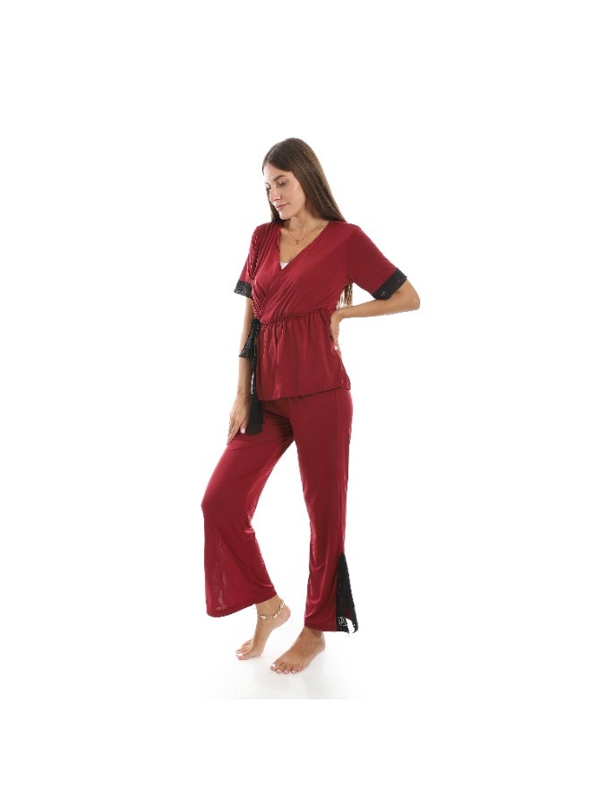 سيزار بيجامة حريمي قطعتين مزودة بحزام علي الخصر - Image 2