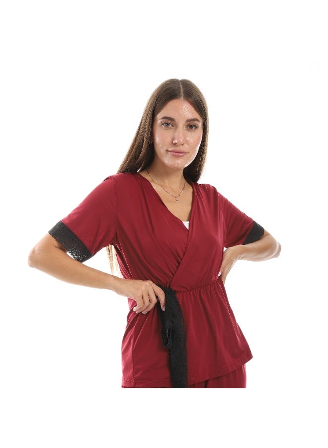 سيزار بيجامة حريمي قطعتين مزودة بحزام علي الخصر - Image 5