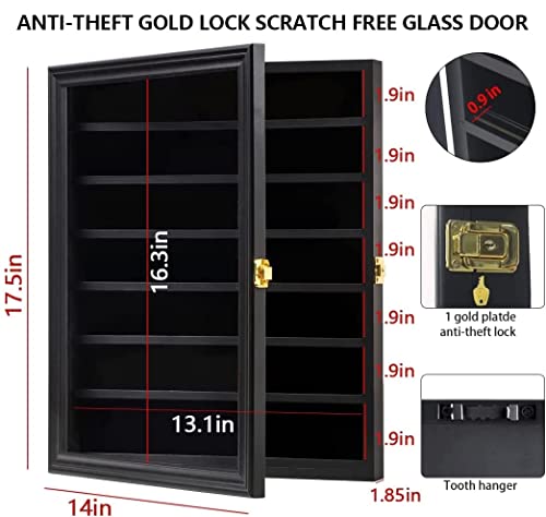 Jinchuan Knife Display Case Pocket Knife Display Stand Military Folding Knife Shadow Box Wall Cabinet with Uv Protection Acrylic Lockable, Black - Image 3