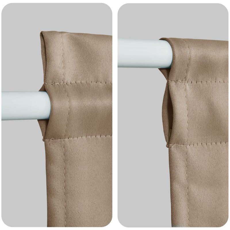 XWZO Room Darkening Curtains for French Doors  Privacy and Thermal Curtains for Glass Door  Rod Pocket Curtains with Tiebacks  25 x 72 inches Long  Khaki  1 Panel - Image 4