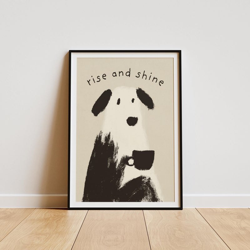TNESSENTIAL Dog Coffee Print – Rise and Shine Dog Wall Art, Funny Coffee Poster, Kitchen Decor, Minimalist Dog Print, Coffee Shop Wall Art - Image 3