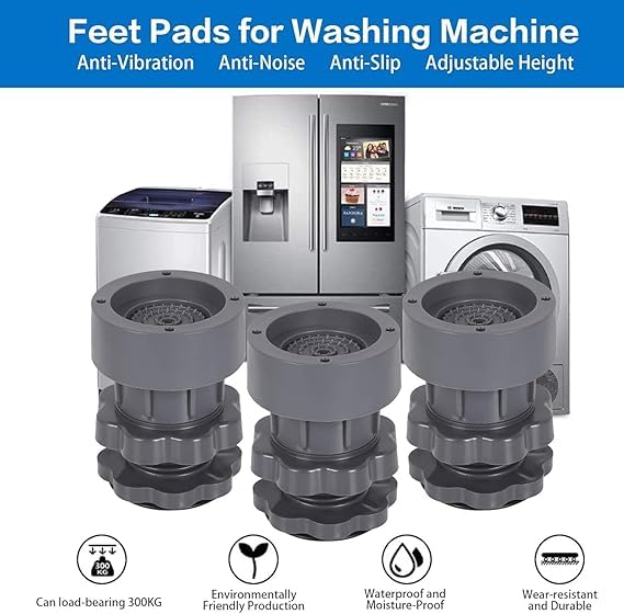 Calyrex Calyrex Adjustable AntiVibration Washing Machine Support Pads Set of 4 Floor Protection Noise Reduction for Appliances Furniture Rubber Leveling Feet Stabilizer  - Image 2