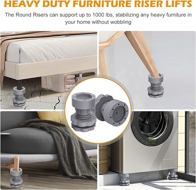 Calyrex Calyrex Adjustable AntiVibration Washing Machine Support Pads Set of 4 Floor Protection Noise Reduction for Appliances Furniture Rubber Leveling Feet Stabilizer  - Image 4
