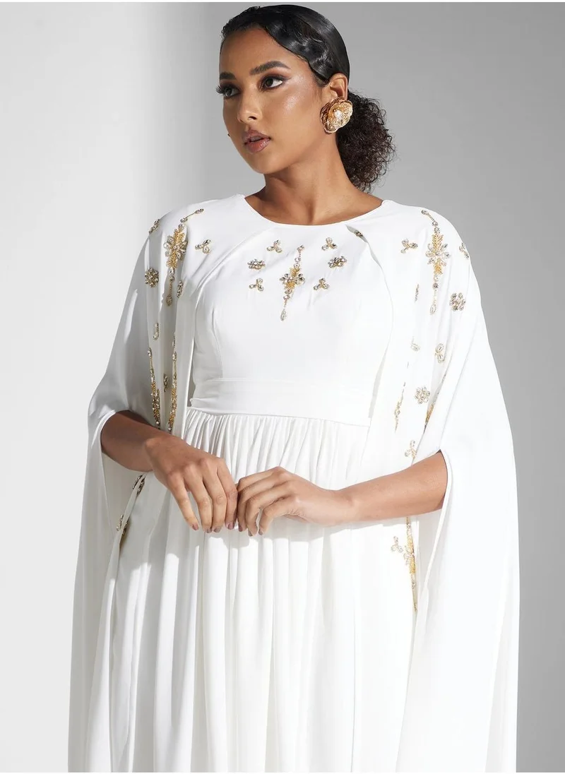 Yaser albik Embroidered Embellished Dress