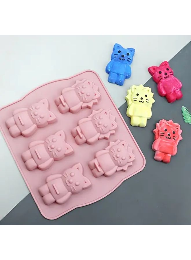 Orange Pink 6 Cavity Silicone Lion Kitten Cake Mold High Temperature Resistant Baking Craft - Image 4